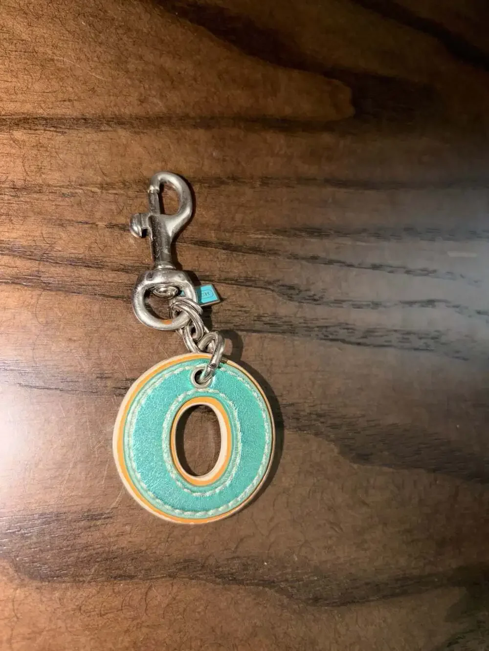 Coach Letter 'O' Two-Tone Leather Bag Charm Keychain